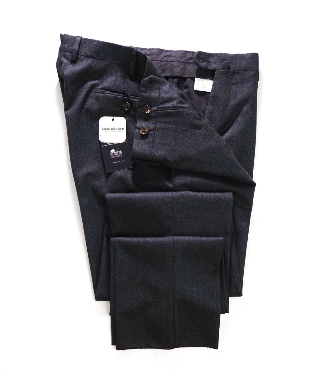 $680 DOMENICO VACCA - Dark Gray Flannel Wool Pants - 38W